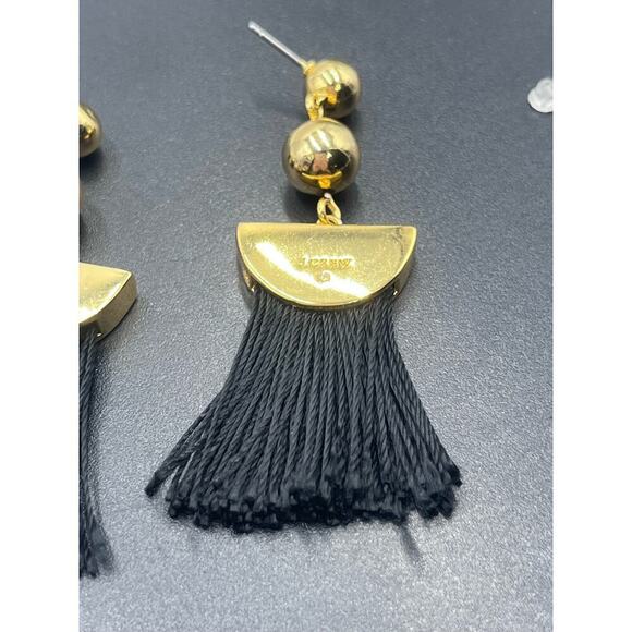 J. Crew Gold Tone Black Fringe Dangle Earrings - Picture 10 of 16